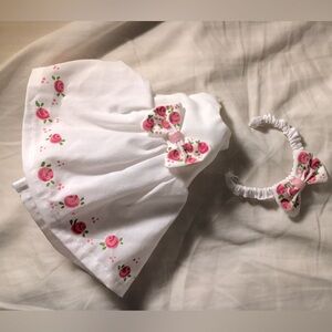 Cute White Floral Doll Dress and Headband